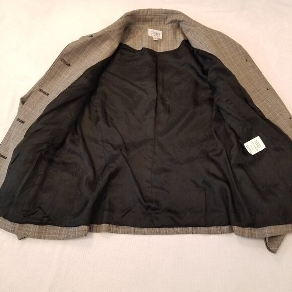 Cleo Petites Blazer US 2 Grey Plaid Suit Jacket Women Smart Collared Coat Small - Picture 6 of 10